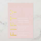 Gold Foil Fifty and Fabulous 50th Birthday Party 箔招待状 (正面)