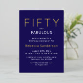 Gold Foil Fifty and Fabulous 50th Birthday Party 箔招待状 (立ち正面)