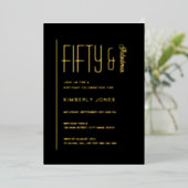 Gold Foil Fifty And Fabulous 50th Birthday Party 箔招待状 (立ち正面)