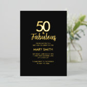 Gold Foil Fifty and Fabulous 50th Birthday Party 箔招待状 (立ち正面)