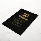 Gold Foil Fifty and Fabulous 50th Birthday Party 箔招待状 (回転した状態)
