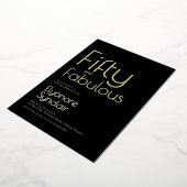 Gold Foil Fifty and Fabulous 50th Birthday Party 箔招待状 (回転した状態)