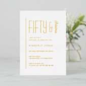 Gold Foil Fifty and Fabulous 50th Birthday Party 箔招待状 (立ち正面)