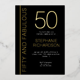 Gold Foil Fifty and Fabulous 50th Birthday Party 箔招待状