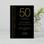 Gold Foil Fifty and Fabulous 50th Birthday Party 箔招待状 (立ち正面)