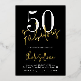 Gold Foil Fifty and Fabulous 50th Birthday Party 箔招待状