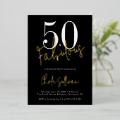 Gold Foil Fifty and Fabulous 50th Birthday Party 箔招待状 (立ち正面)