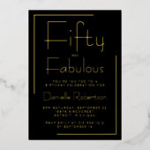 Gold Foil Fifty and Fabulous 50th Birthday Party 箔招待状 (正面)