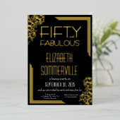 Gold Foil Fifty and Fabulous 50th Birthday Party 箔招待状 (立ち正面)
