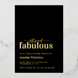 Gold Foil Fifty and Fabulous 50th Birthday Party 箔招待状
