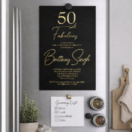 Gold Foil Fifty and Fabulous 50th Birthday Party 箔招待状