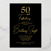 Gold Foil Fifty and Fabulous 50th Birthday Party 箔招待状 (正面)