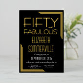 Gold Foil Fifty and Fabulous 50th Birthday Party 箔招待状 (立ち正面)