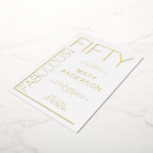 Gold Foil Fifty and Fabulous 50th Birthday Party 箔招待状 (回転した状態)