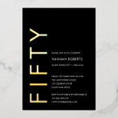 Gold Foil Fifty and Fabulous 50th Birthday Party 箔招待状 (正面)