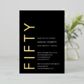 Gold Foil Fifty and Fabulous 50th Birthday Party 箔招待状 (立ち正面)