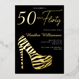 Gold Foil Fifty and Fabulous 50th Birthday Party  箔招待状