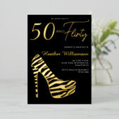 Gold Foil Fifty and Fabulous 50th Birthday Party  箔招待状 (立ち正面)