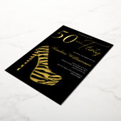 Gold Foil Fifty and Fabulous 50th Birthday Party  箔招待状 (回転した状態)