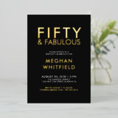 Gold Foil Fifty and Fabulous 50th Birthday Party 箔招待状 (立ち正面)