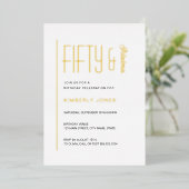Gold Foil Fifty and Fabulous 50th Birthday Party 箔招待状 (立ち正面)
