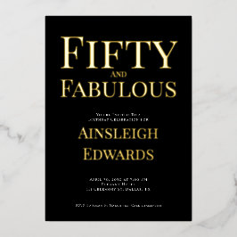 Gold Foil Fifty and Fabulous 50th Birthday Party 箔招待状
