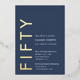 Gold Foil Fifty and Fabulous 50th Birthday Party 箔招待状
