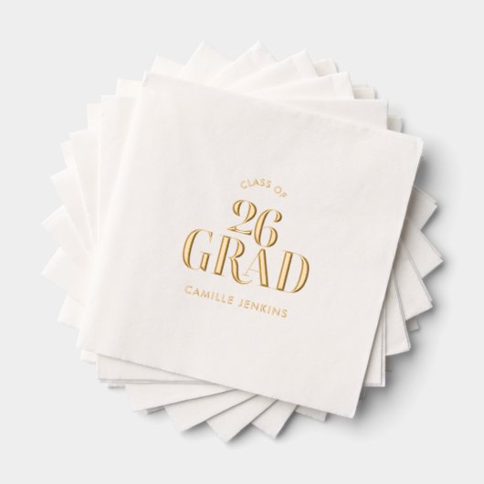 Gold Foil Graduation Napkins Class of 2026 箔ナプキン (インサイチュ (積み重ね))