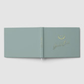 Gold Foil Guest Book Dusty Sage Monogram Wedding ゲストブック (全面)