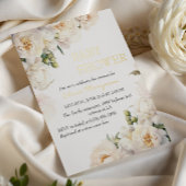 Gold Foil Ivory Peony Elegant Baby Shower 箔招待状