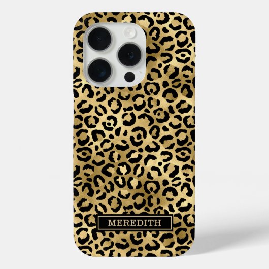 Gold Foil Leopard Print Monogrammed Case-Mate iPhoneケース (裏面)