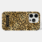 Gold Foil Leopard Print Monogrammed Case-Mate iPhoneケース (裏面 (横))