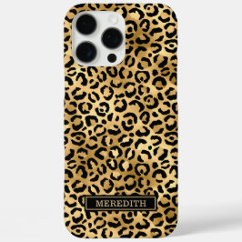 Gold Foil Leopard Print Monogrammed iPhone 16 Pro Maxケース