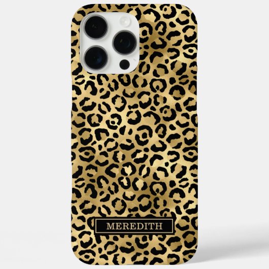 Gold Foil Leopard Print Monogrammed Case-Mate iPhoneケース (裏面)