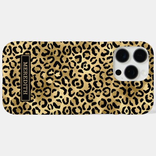 Gold Foil Leopard Print Monogrammed Case-Mate iPhoneケース (裏面 (横))
