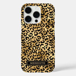 Gold Foil Leopard Print Monogrammed iPhone 16 Proケース