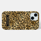 Gold Foil Leopard Print Monogrammed Case-Mate iPhoneケース (裏面 (横))