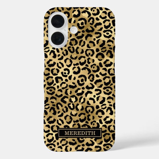 Gold Foil Leopard Print Monogrammed Case-Mate iPhoneケース (裏面)