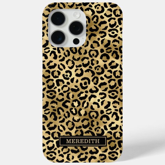 Gold Foil Leopard Print Monogrammed  Case-Mate iPhoneケース (裏面)