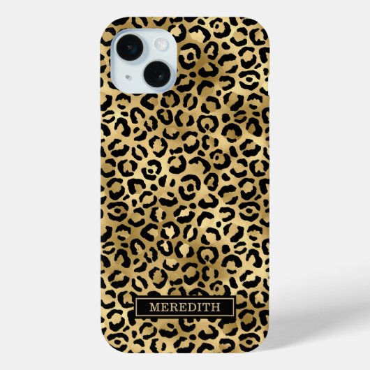 Gold Foil Leopard Print Monogrammed Case-Mate iPhoneケース (裏面)