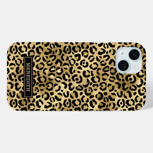 Gold Foil Leopard Print Monogrammed Case-Mate iPhoneケース (裏面 (横))
