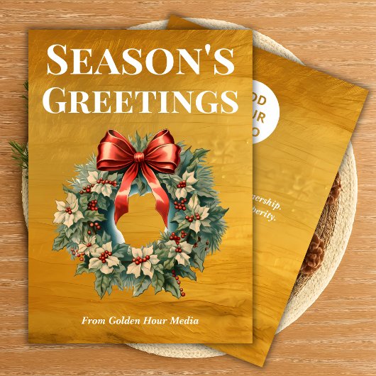Gold Foil Look Holiday Card for Businesses シーズンカード