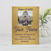 Gold Foil Look Minimalist Graduation Announcement  案内状 (スタンド正面)