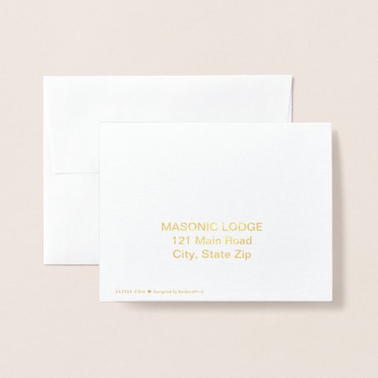 Gold Foil Masonic Freemasonry Thank you 箔カード (裏面封筒付き)