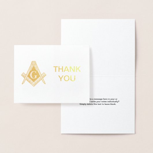 Gold Foil Masonic Freemasonry Thank you 箔カード (ディスプレー)
