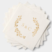 Gold Foil Monogram Wreath Elegant Wedding 箔ナプキン (インサイチュ (積み重ね))