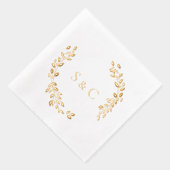 Gold Foil Monogram Wreath Elegant Wedding 箔ナプキン (右)