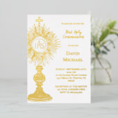 Gold foil monstrance | First Holy Communion 箔招待状 (立ち正面)