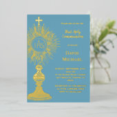 Gold foil monstrance First Holy Communion 箔招待状 (立ち正面)