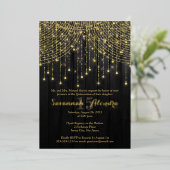 Gold Foil Name - Black, Gold Quinceañera Invite 箔招待状 (立ち正面)